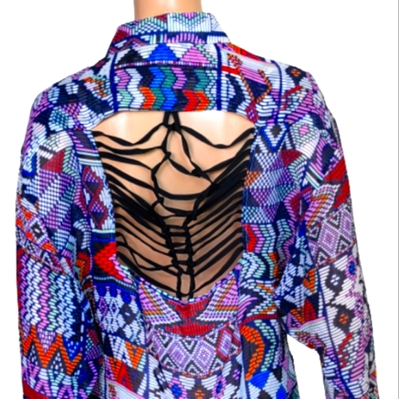 Mara Hoffman Button Down Silk Cutout Blouse Small - Picture 6 of 10